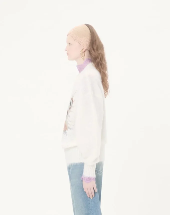 Pull en laine mohair brodé