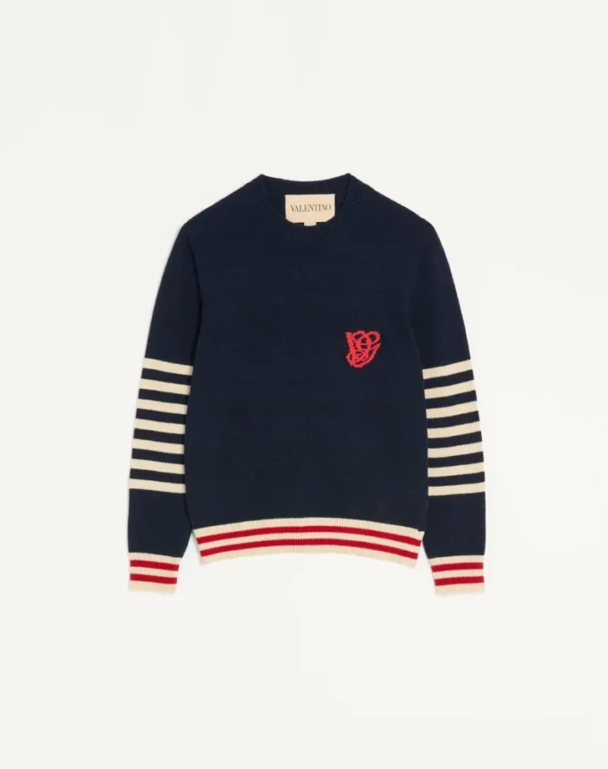 Pull en laine Valentino avec broderie VG Pull en laine Valentino avec broderie VG