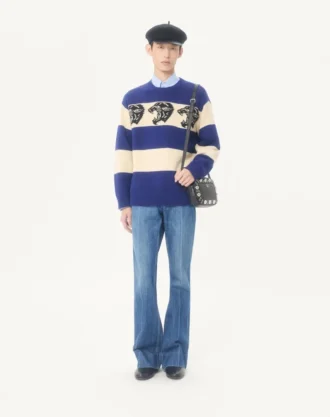 Pull en laine Valentino avec motif panthère jacquard