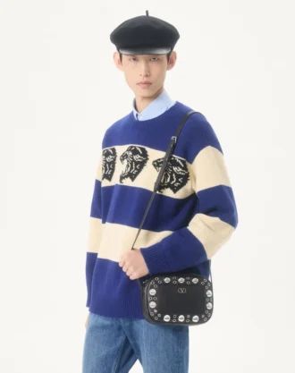 Pull en laine Valentino avec motif panthère jacquard
