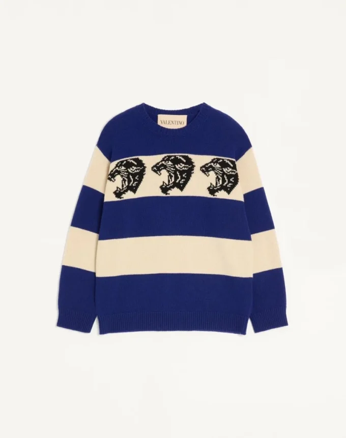 Pull en laine Valentino avec motif panthère jacquard Pull en laine Valentino avec motif panthère jacquard