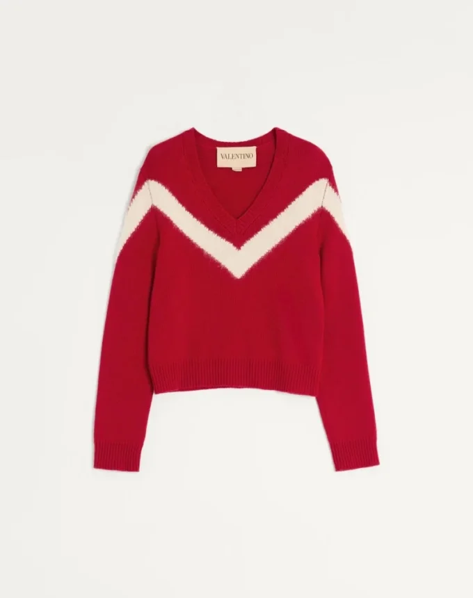 Pull en laine Valentino avec nœud VLogo dans le dos Pull en laine Valentino avec nœud VLogo dans le dos