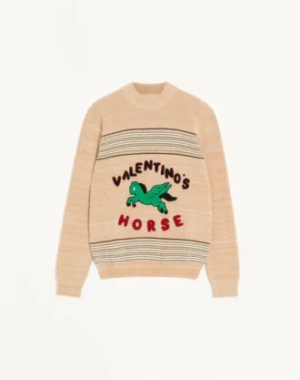 Pull Valentino en laine et coton avec écusson cheval Valentino Pull Valentino en laine et coton avec écusson cheval Valentino