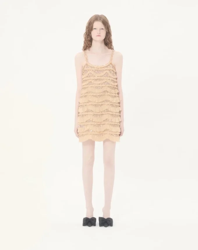 Robe courte brodée en tulle Illusione Robe courte brodée en tulle Illusione