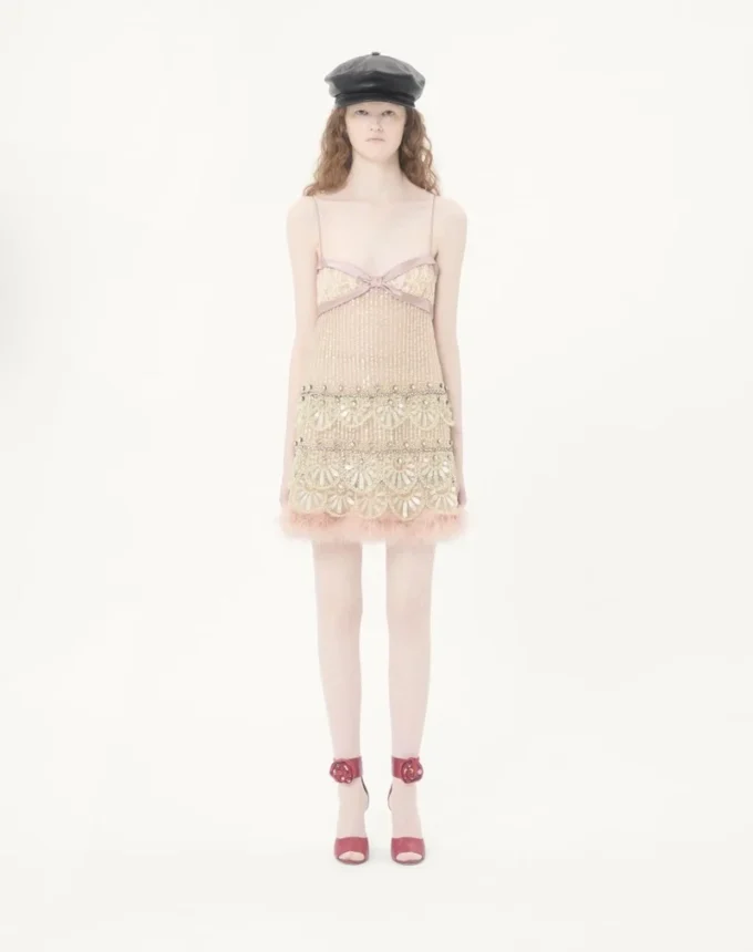 Robe courte brodée en tulle Illusione Robe courte brodée en tulle Illusione