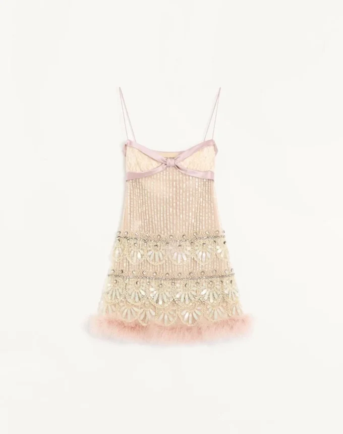 Robe courte brodée en tulle Illusione Robe courte brodée en tulle Illusione