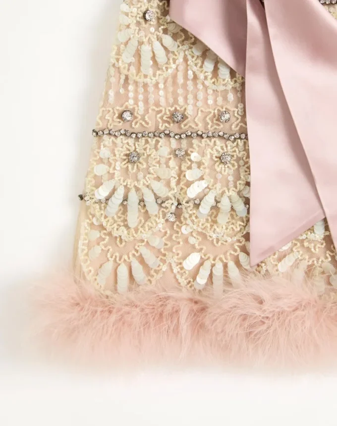 Robe courte brodée en tulle Illusione Robe courte brodée en tulle Illusione