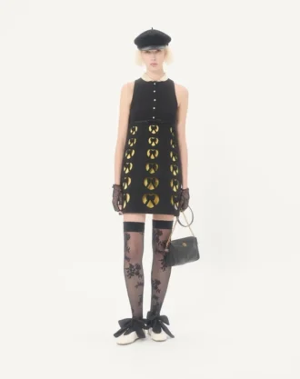 Robe courte en crêpe brodé Couture