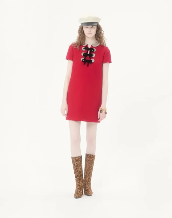 Robe courte en crêpe brodé Couture Robe courte en crêpe brodé Couture