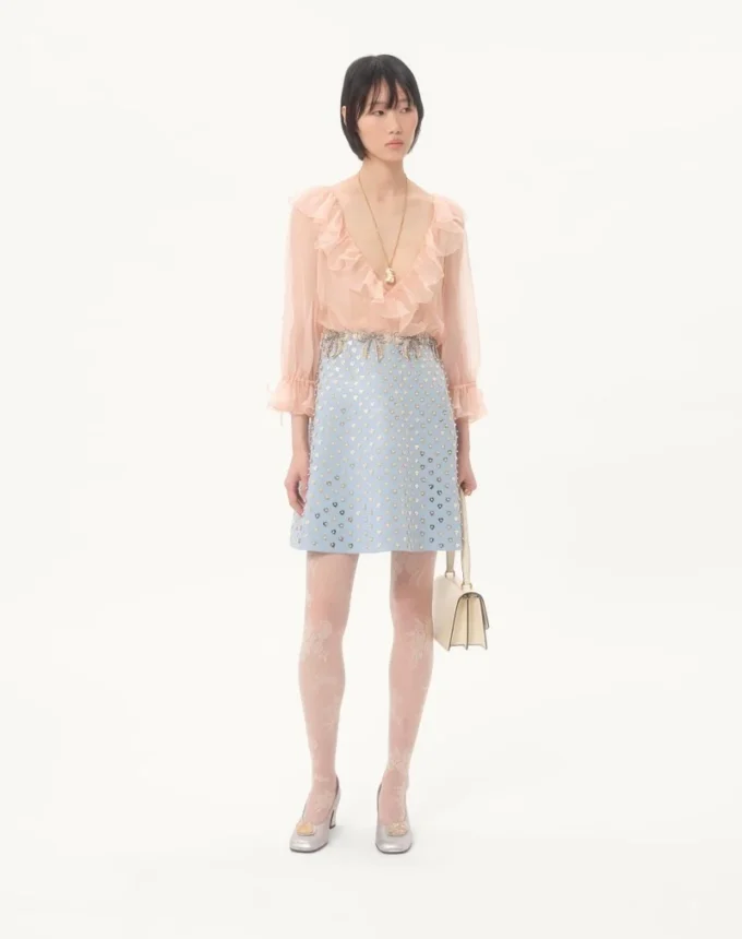 Robe courte en crêpe brodé Couture Robe courte en crêpe brodé Couture