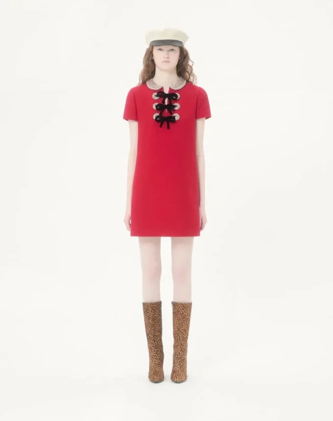 Robe courte en crêpe brodé Couture Robe courte en crêpe brodé Couture