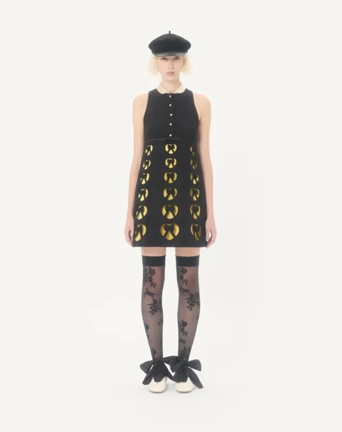 Robe courte en crêpe brodé Couture Robe courte en crêpe brodé Couture