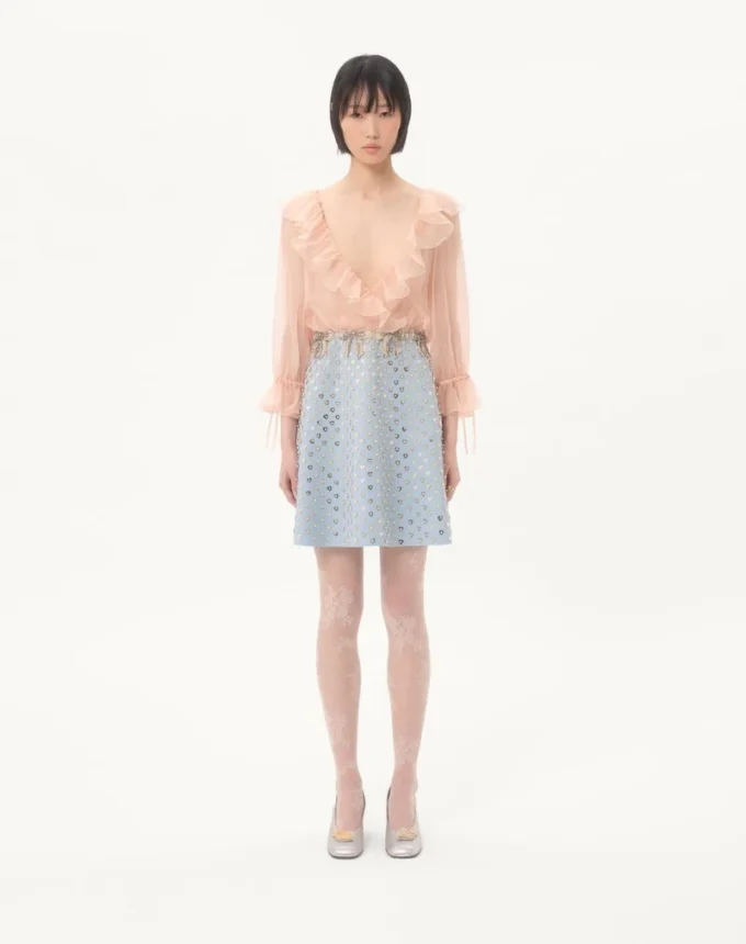 Robe courte en crêpe brodé Couture Robe courte en crêpe brodé Couture