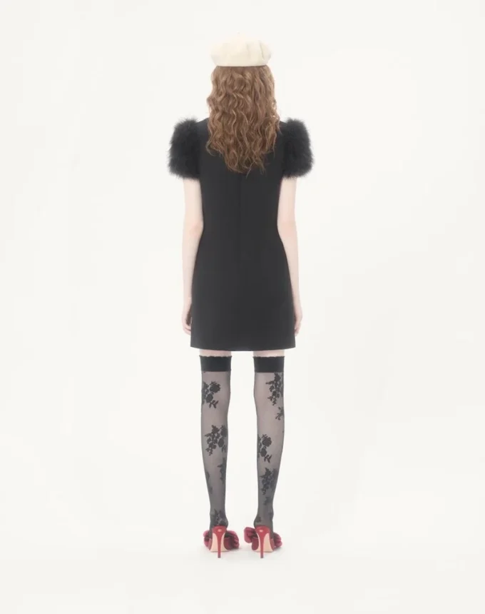 Robe courte en crêpe brodé Couture Robe courte en crêpe brodé Couture