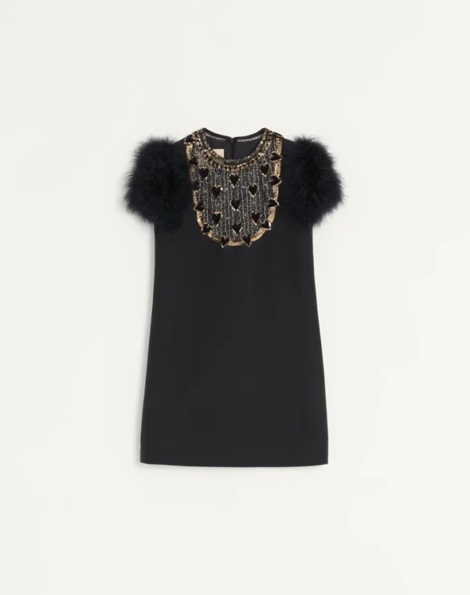 Robe courte en crêpe brodé Couture Robe courte en crêpe brodé Couture
