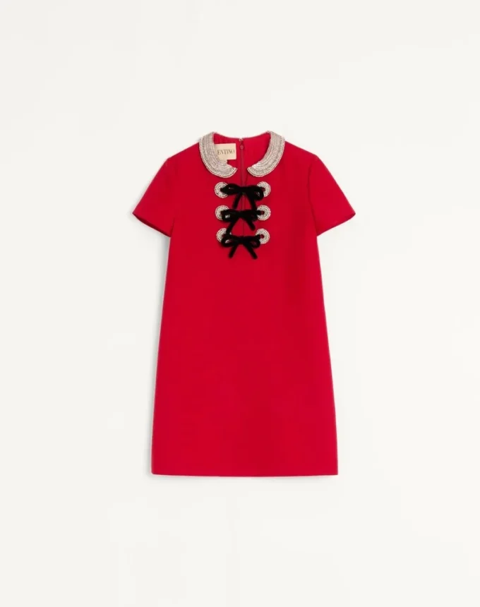Robe courte en crêpe brodé Couture Robe courte en crêpe brodé Couture