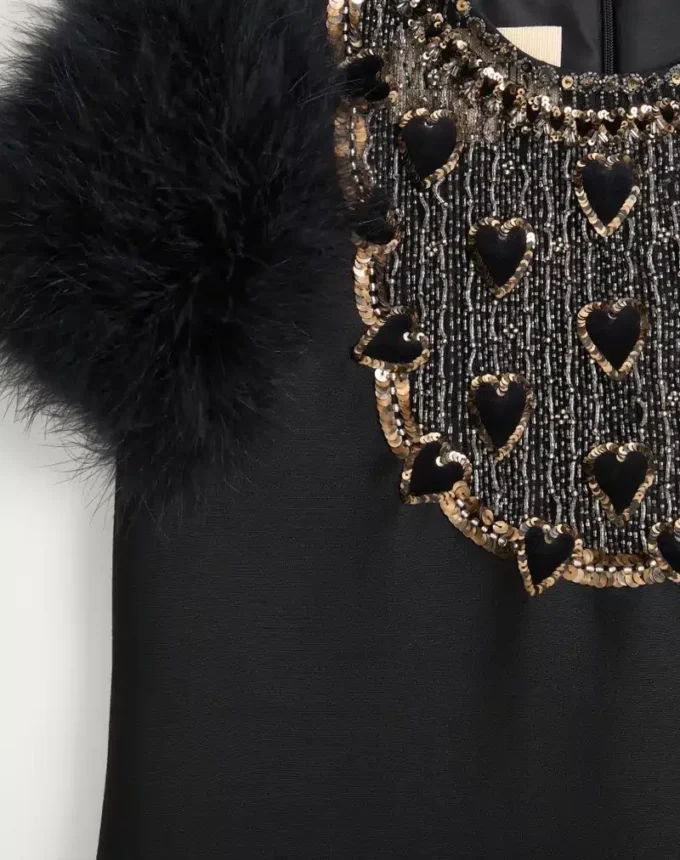 Robe courte en crêpe brodé Couture Robe courte en crêpe brodé Couture