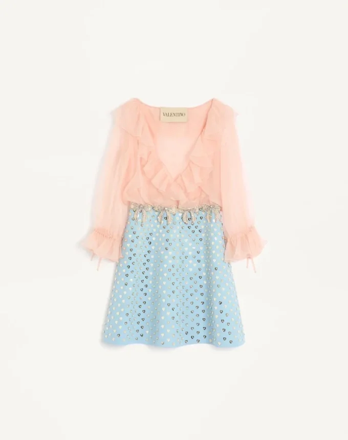 Robe courte en crêpe brodé Couture Robe courte en crêpe brodé Couture