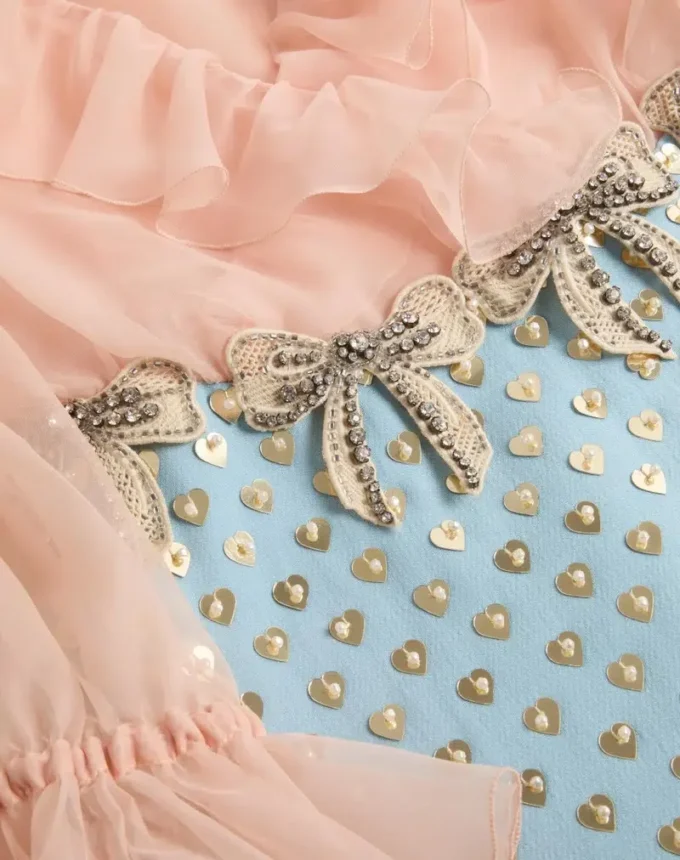 Robe courte en crêpe brodé Couture Robe courte en crêpe brodé Couture