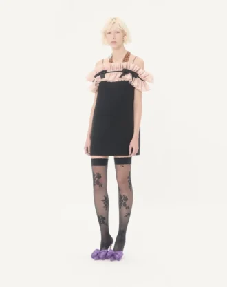 Robe courte en crêpe couture