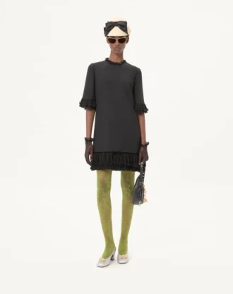 Robe courte en crêpe couture