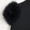 Robe courte en crêpe couture avec plumes Robe courte en crêpe couture avec plumes