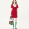 Robe courte en tweed de laine uni