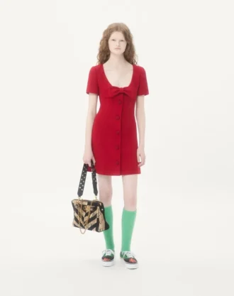 Robe courte en tweed de laine uni