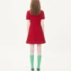 Robe courte en tweed de laine uni