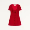 Robe courte en tweed de laine uni