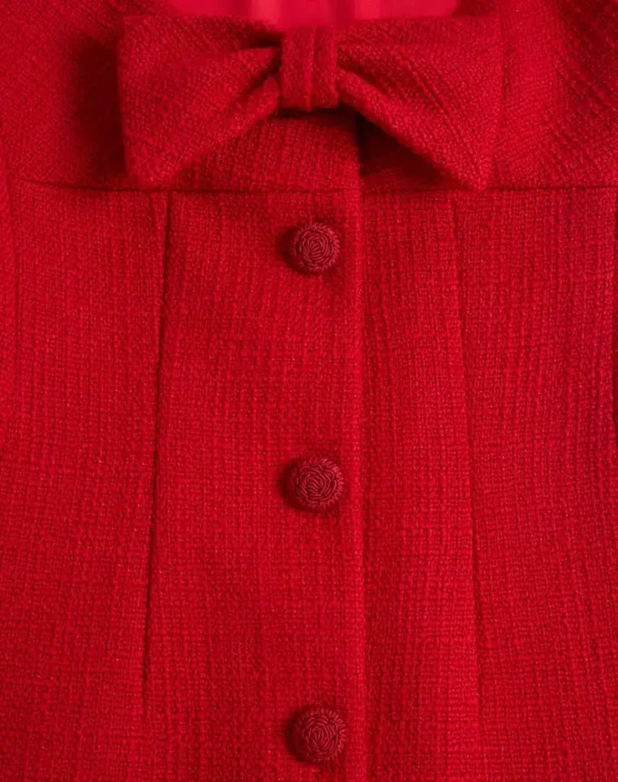 Robe courte en tweed de laine uni