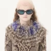 Robe en cachemire avec imprimé animalier et plumes Robe en cachemire avec imprimé animalier et plumes