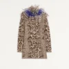 Robe en cachemire avec imprimé animalier et plumes Robe en cachemire avec imprimé animalier et plumes