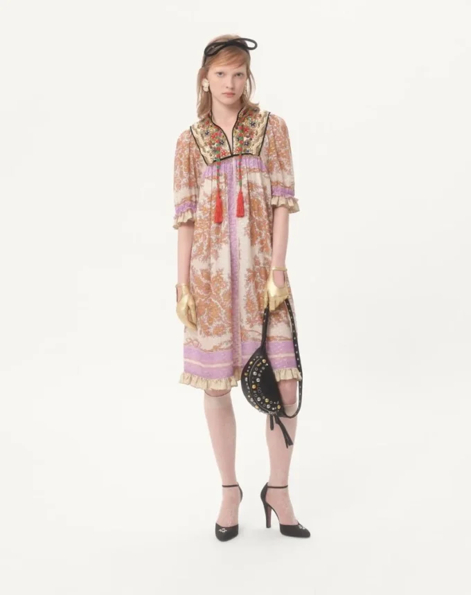 Robe en georgette lurex avec imprimé Voyage Imaginaire Robe en georgette lurex avec imprimé Voyage Imaginaire