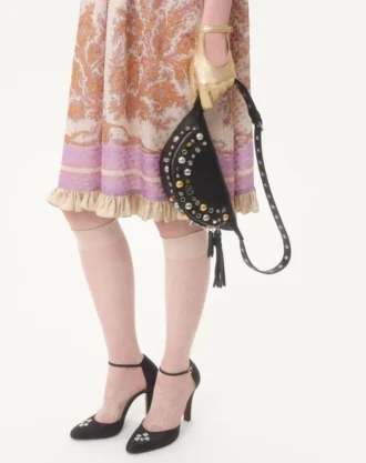 Robe en georgette lurex avec imprimé Voyage Imaginaire