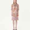 Robe en georgette lurex avec imprimé Voyage Imaginaire Robe en georgette lurex avec imprimé Voyage Imaginaire