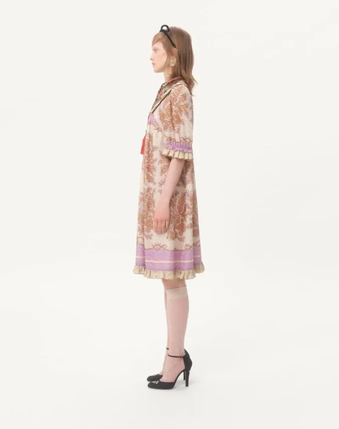 Robe en georgette lurex avec imprimé Voyage Imaginaire Robe en georgette lurex avec imprimé Voyage Imaginaire