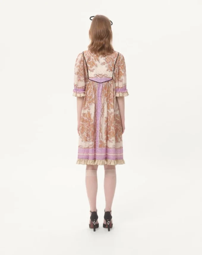 Robe en georgette lurex avec imprimé Voyage Imaginaire Robe en georgette lurex avec imprimé Voyage Imaginaire