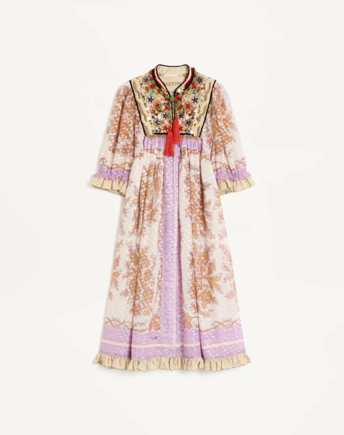 Robe en georgette lurex avec imprimé Voyage Imaginaire Robe en georgette lurex avec imprimé Voyage Imaginaire