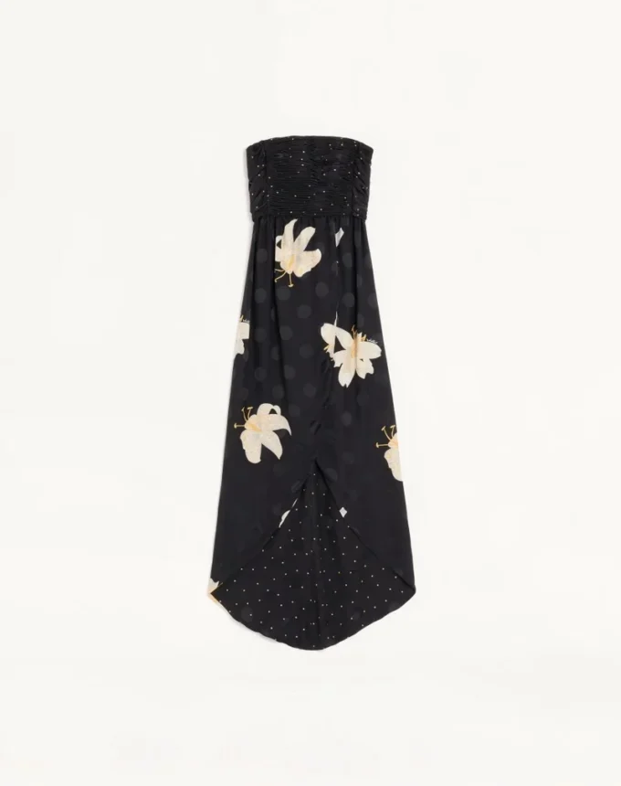 Robe longue en crêpe de Chine jacquard Apres L’Hiver Lilium Robe longue en crêpe de Chine jacquard Apres L’Hiver Lilium
