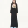 Robe longue en georgette brodée