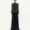 Robe longue en velours sablé