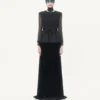 Robe longue en velours sablé
