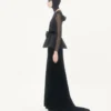 Robe longue en velours sablé