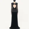 Robe longue en velours sablé