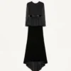 Robe longue en velours sablé