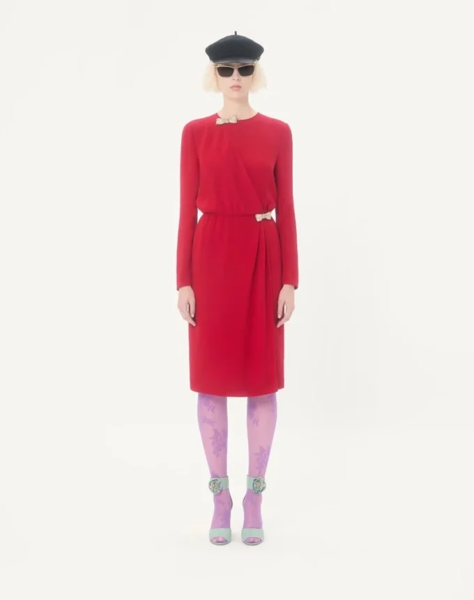Robe midi en cady couture brodée Robe midi en cady couture brodée