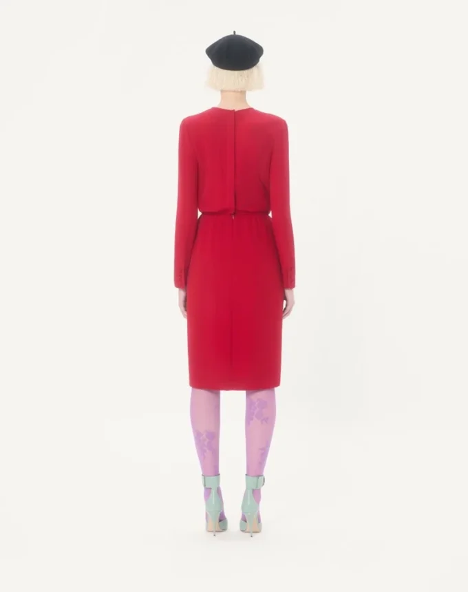 Robe midi en cady couture brodée Robe midi en cady couture brodée