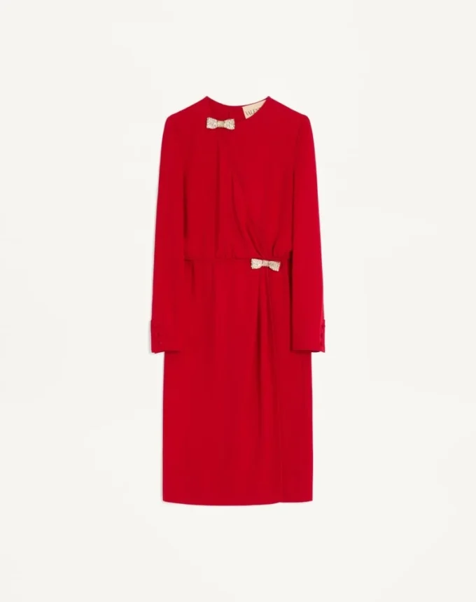 Robe midi en cady couture brodée Robe midi en cady couture brodée