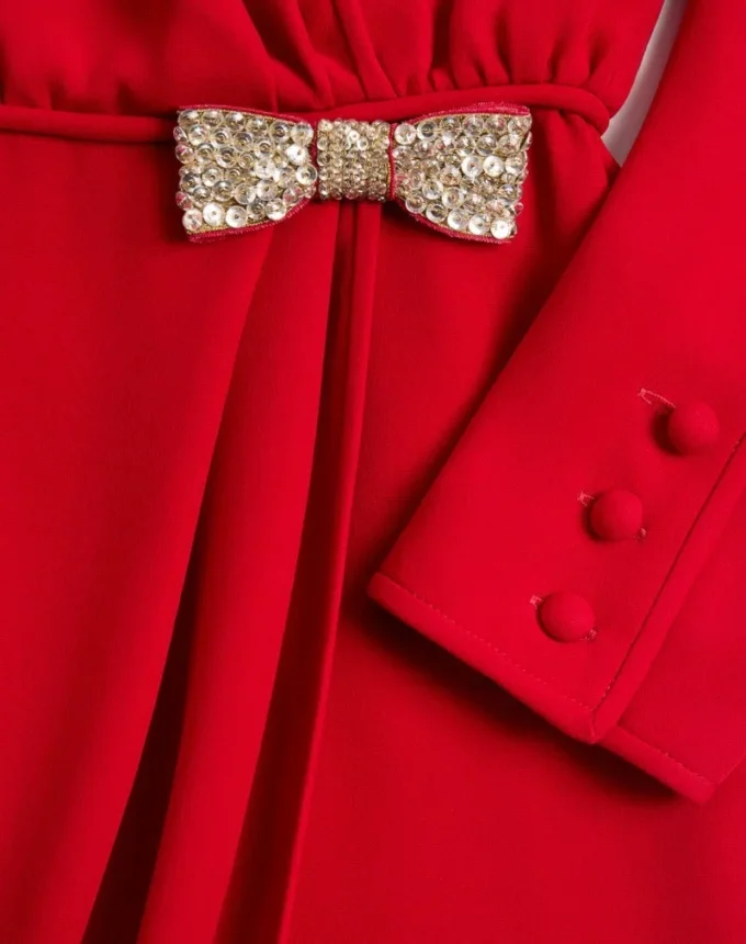 Robe midi en cady couture brodée Robe midi en cady couture brodée